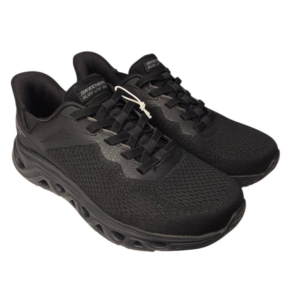 Skechers Glide Lite Sneakers Mens 8 Black Swift Fit Slip-In Walking Shoes NWOB